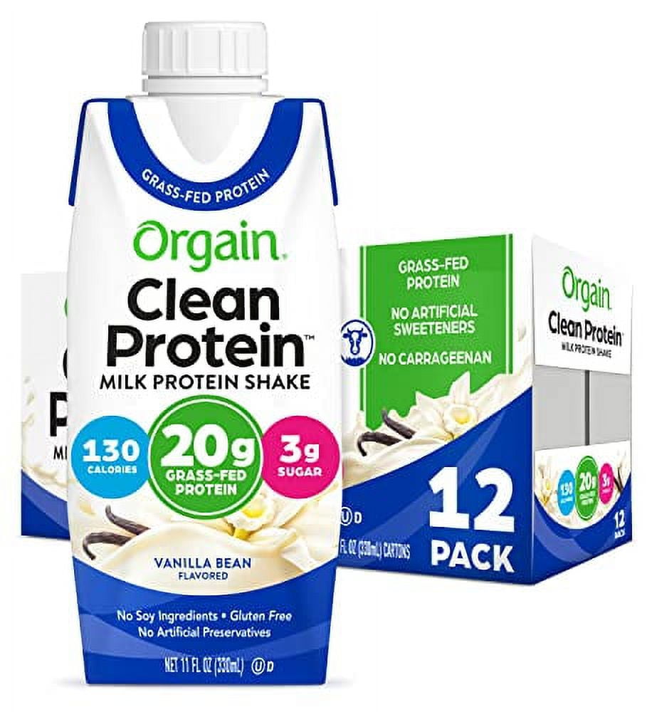 Orgain Clean Protein Shake Grass Fed Dairy Vanilla Bean 20g Whey Protein Meal Replacement