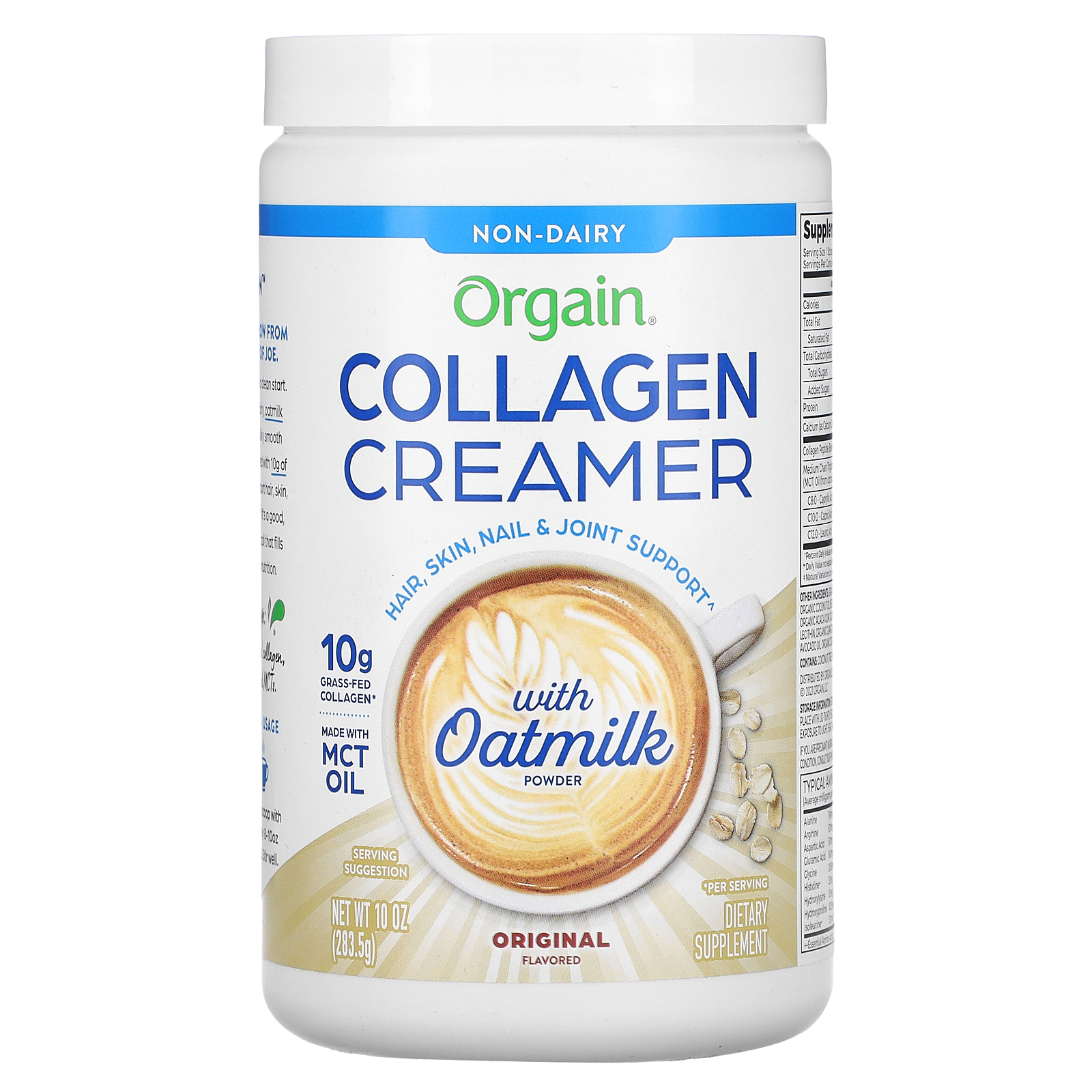 Orgain Collagen Creamer with Oatmilk Powder, Original, 10 oz (283.5 g