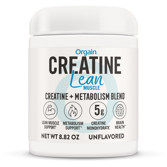 Orgain Creatine Lean Muscle Monohydrate Powder, Metabolism Blend, Unflavored, 50 servings, 8.82 oz