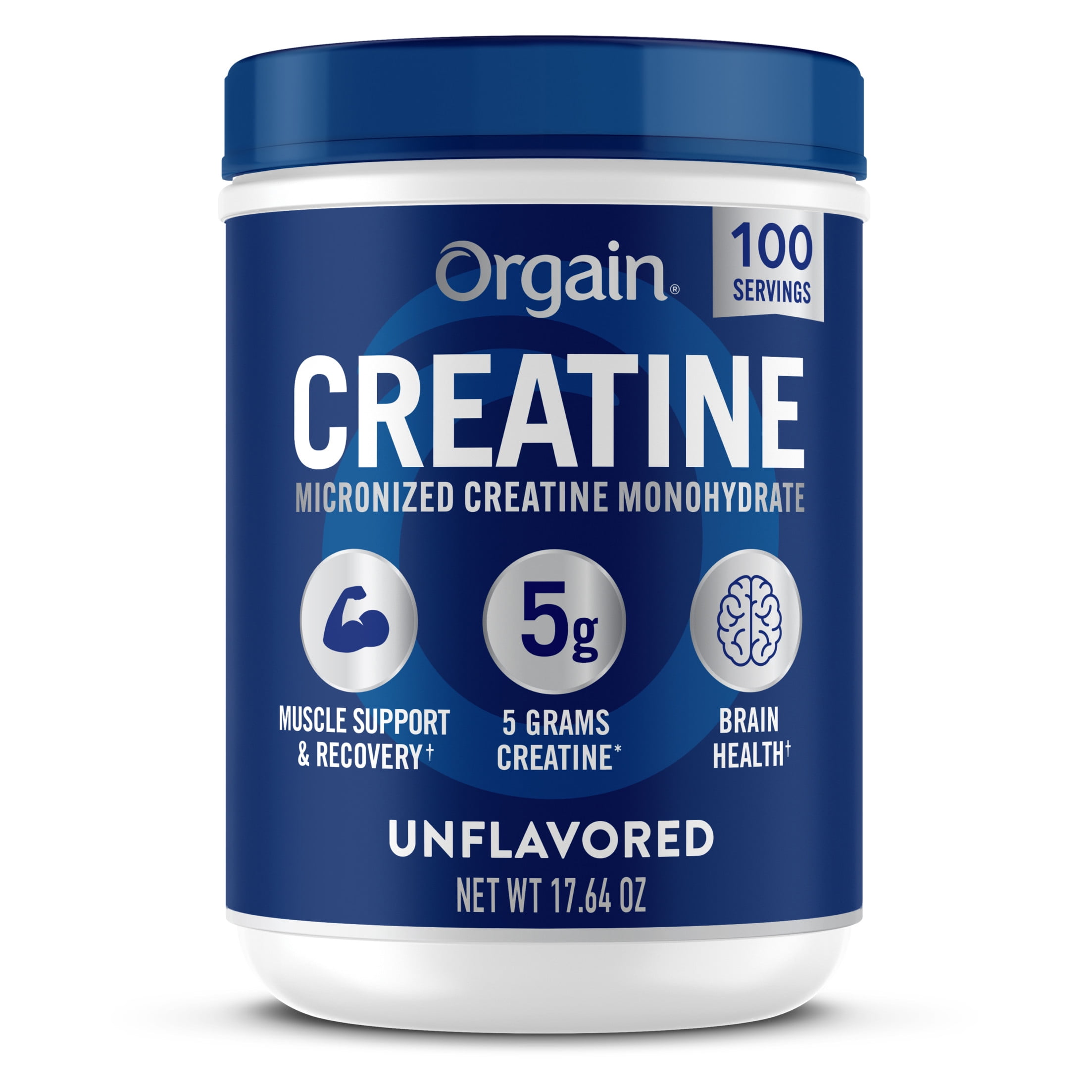 Orgain Creatine Monohydrate Micronized Powder, Unflavored, 100 servings, 17.64oz