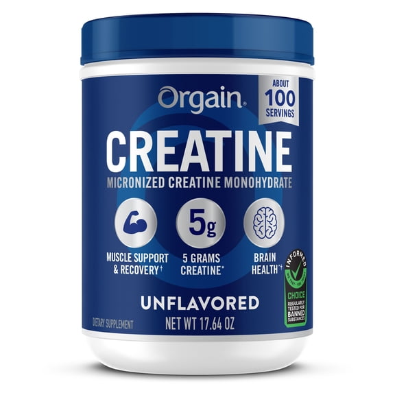 Orgain Creatine Monohydrate Micronized Powder, Unflavored, 100 servings, 17.64oz