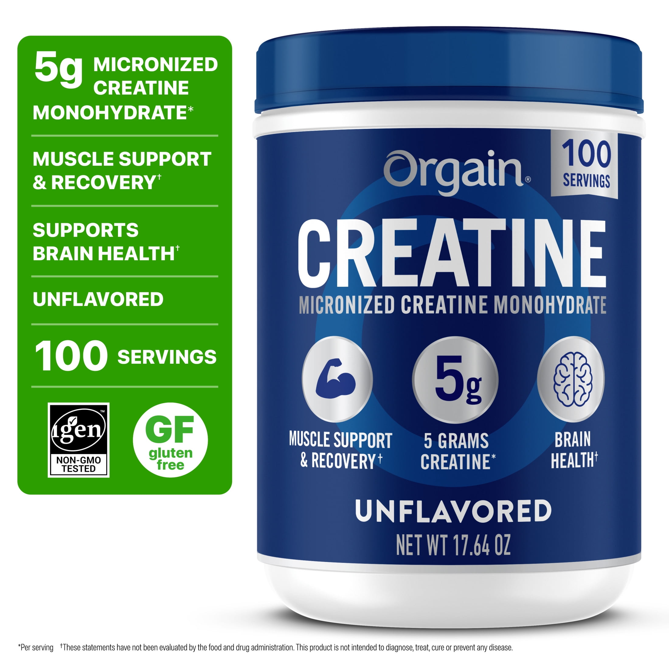 Orgain Creatine Monohydrate Micronized Powder, 100 servings, Unflavored, 17.64oz