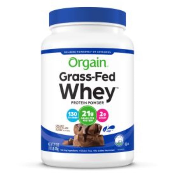 Orgain Grass Fed 21g Whey Protein Powder- Pasture Raised, Non-GMO, Chocolate Fudge 1.82lb