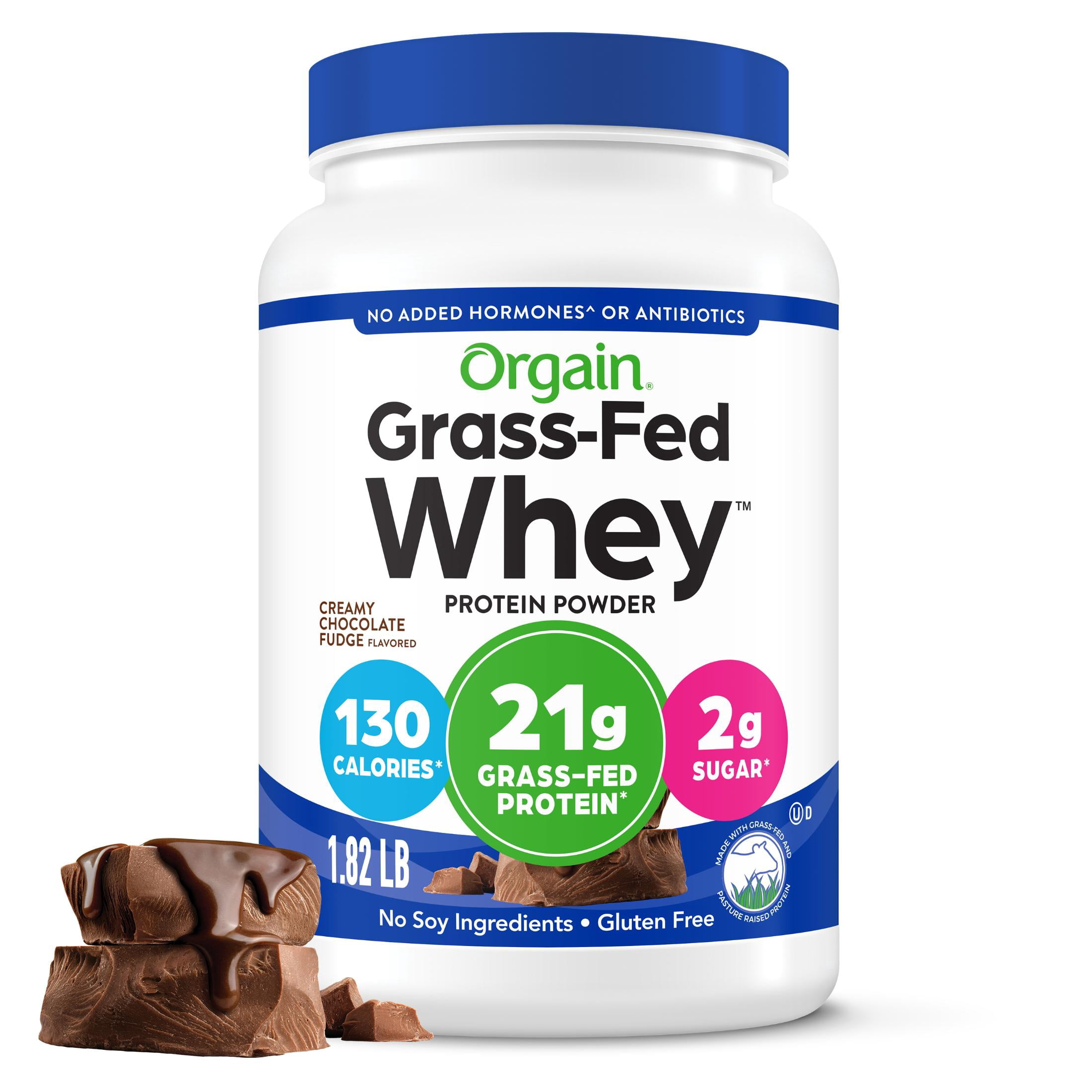 Orgain Grass Fed 21g Whey Protein Powder- Pasture Raised, Non-GMO, Chocolate Fudge 1.82lb