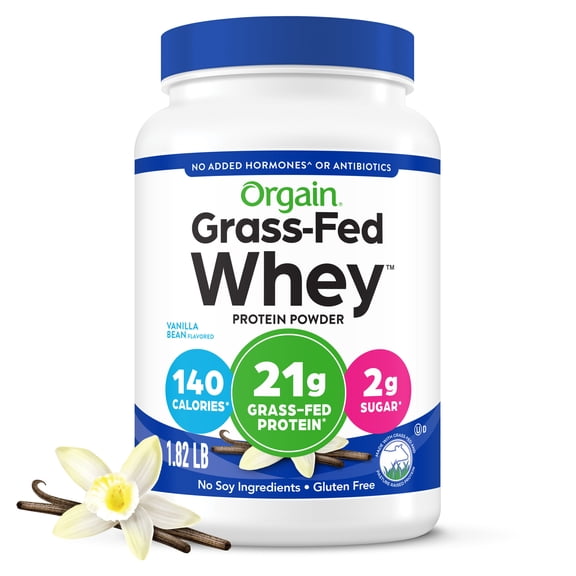 Orgain Grass Fed 21g Whey Protein Powder- Pasture Raised, Non-GMO, Vanilla 1.82lb