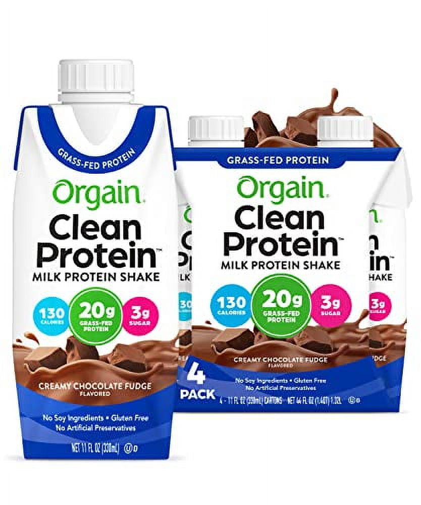 Orgain Grass Fed Clean Protein Shake, Creamy Chocolate Fudge 20g Of