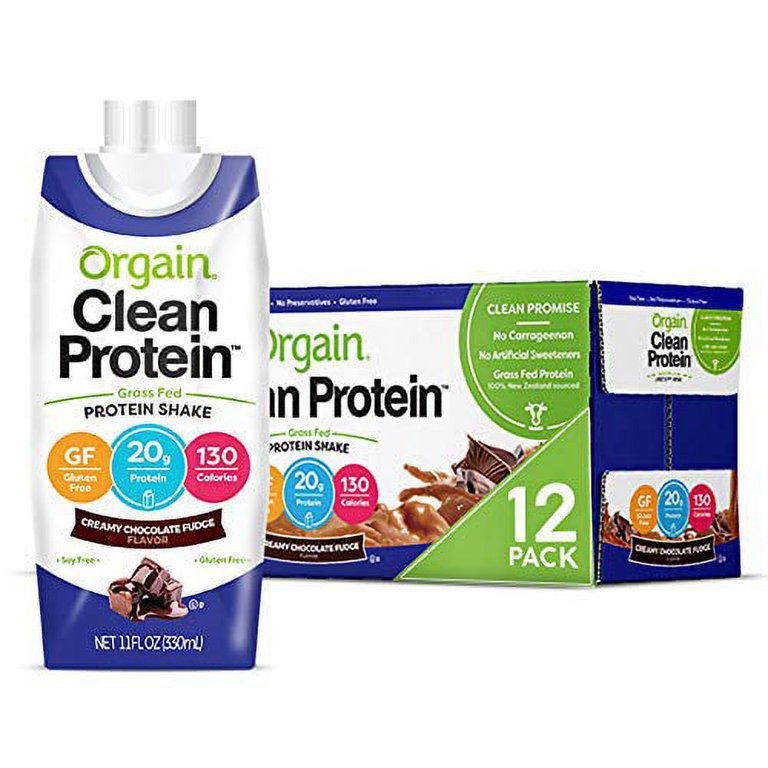 Orgain Clean Protein Protein Shake, Creamy Chocolate Fudge Flavor, 4 Pack - 4 pack, 11 fl oz cartons