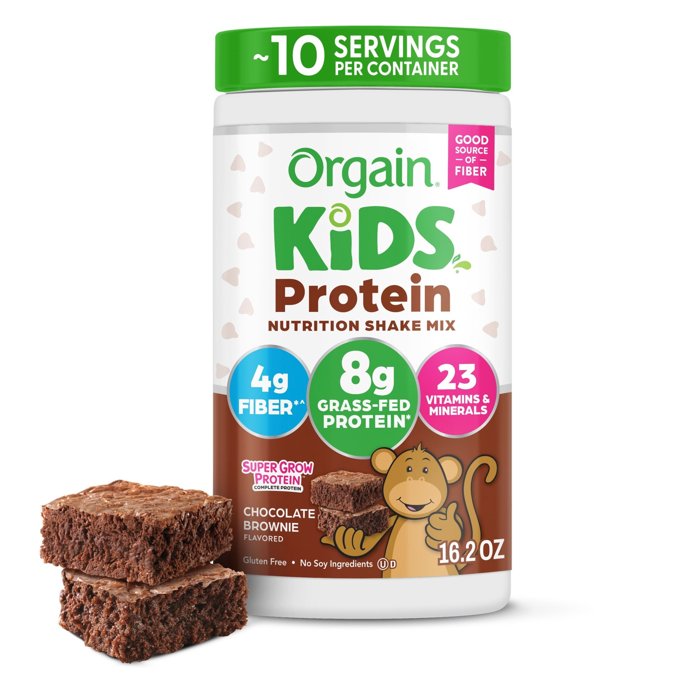 Orgain Kids Dairy Protein Powder Shake Mix, Chocolate Brownie, 16.2 oz
