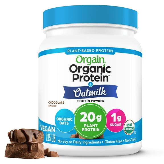 Orgain Organic 2 in 1 Vegan Protein Powder + Oatmilk- 20g Protein, Chocolate 1.05lb