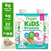 Orgain Organic Kids 8g Protein Nutritional Shake Drink, 22 Vitamins & Minerals Including A, B, C, and D, Fruity Cereal, 4ct