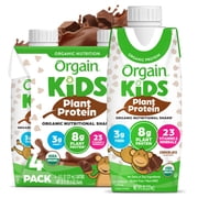 Orgain Organic Kids Nutritional Vegan Protein Shakes, Chocolate, 8 Fl Oz, Pack of 4