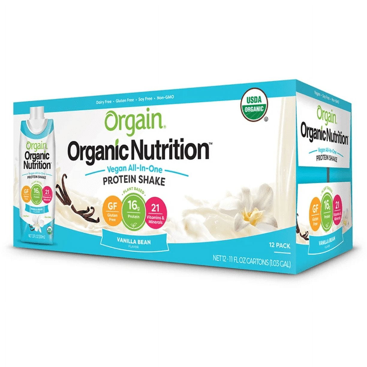 Orgain Kids Plant Protein Nutritional Shake, Organic, Vanilla Flavor, 12 Pack - 12 pack, 8 fl oz cartons