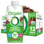 Orgain Organic Nutrition Shake, Grass Fed Protein, Creamy Chocolate Fudge 11oz, 12ct