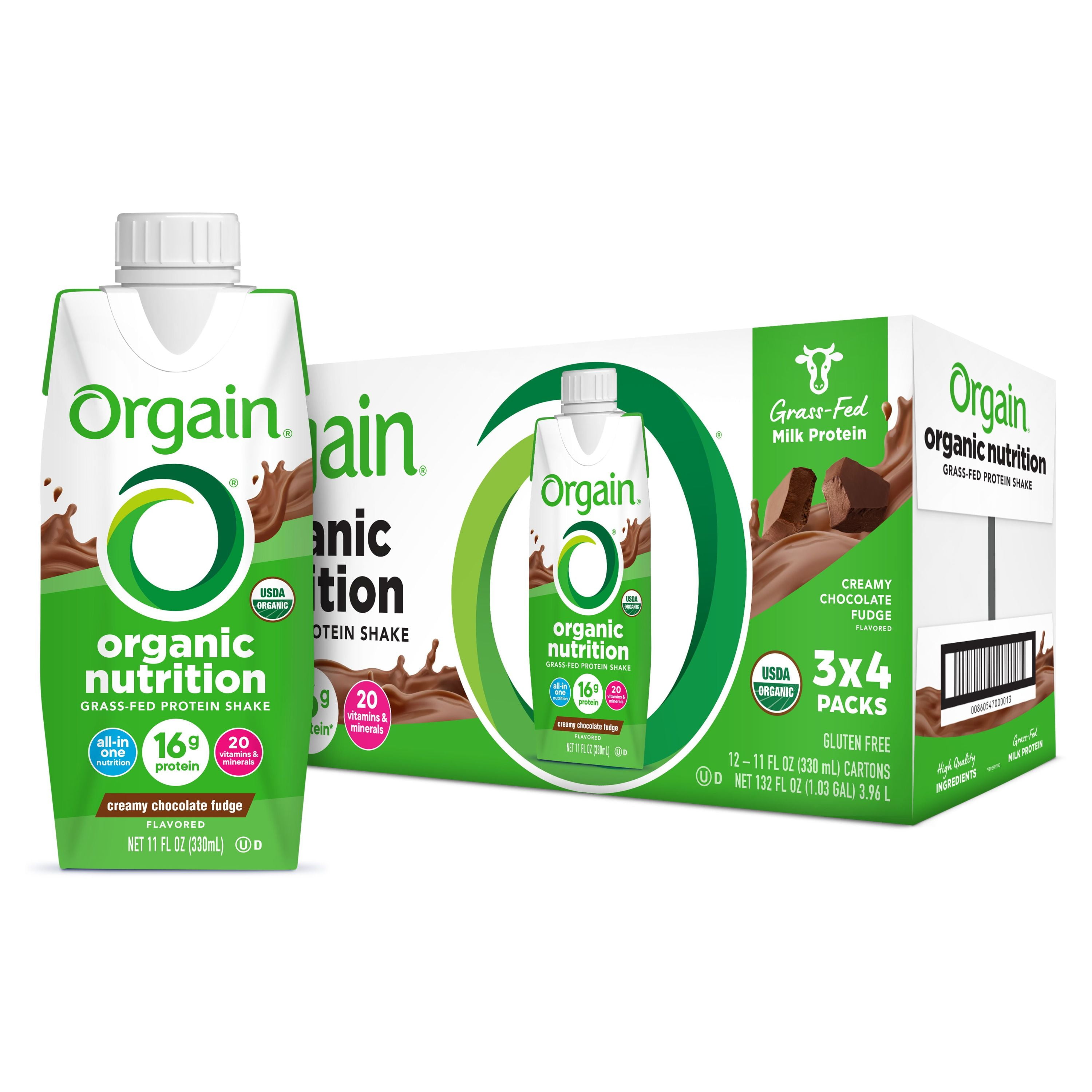 Orgain Grass Fed Clean Protein Shake - Creamy Chocolate Fudge - 11 Oz. -  Pack of 4