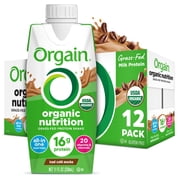Orgain Organic Nutrition Shake, Grass Fed Protein, Iced Caf  Mocha 11oz, 12ct