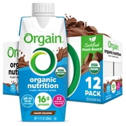Orgain Organic Nutrition Vegan Protein Shake, Plant Based, Smooth Chocolate 11oz, 12ct
