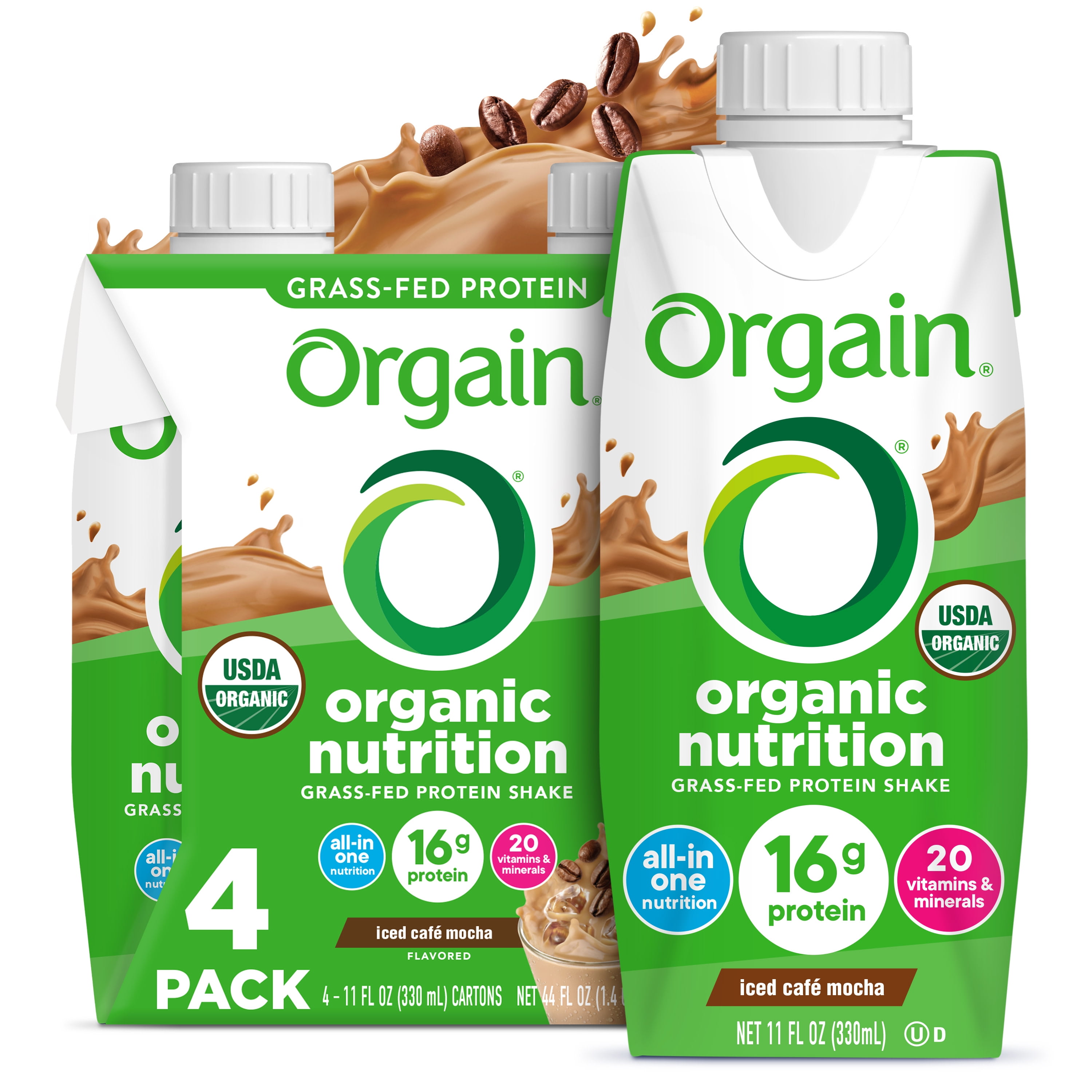Orgain Organic Nutritional Shake, Iced Café Mocha Ready to Drink, 16g