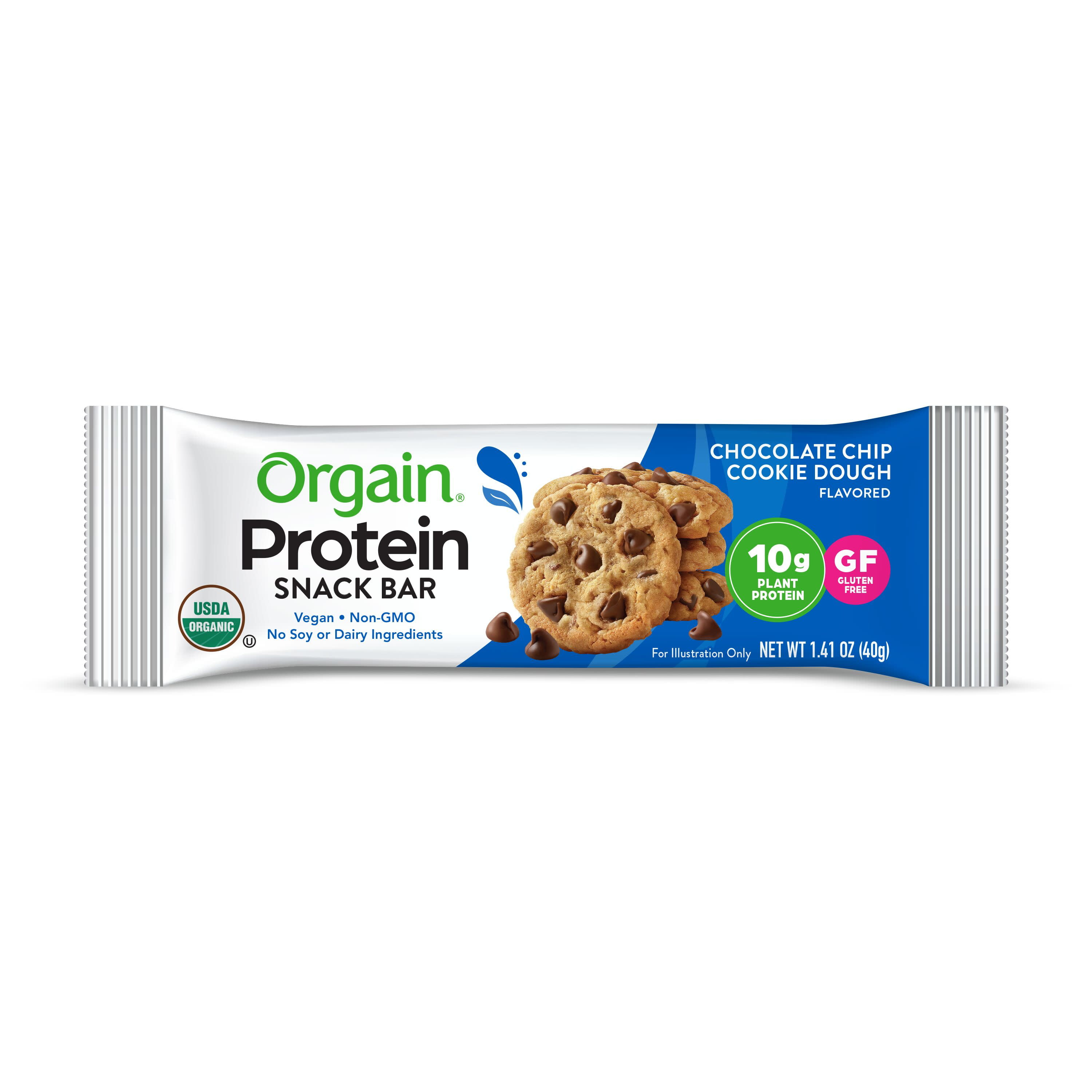 Orgain Organic Plant Based Protein Snack Bar, Chocolate Chip Cookie
