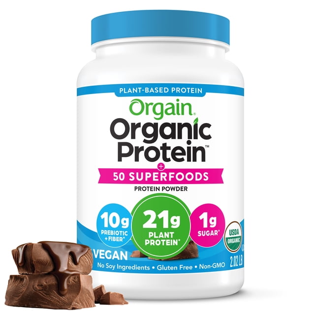 Orgain Organic Plant Based Protein + Superfoods Powder, Chocolate Fudge