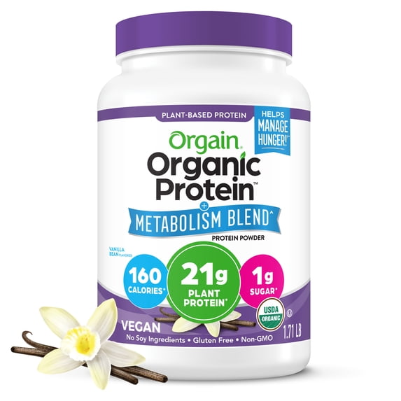 21g Organic Vegan Protein Metabolism Blend Powder, Vanilla Bean, 1.71 lb