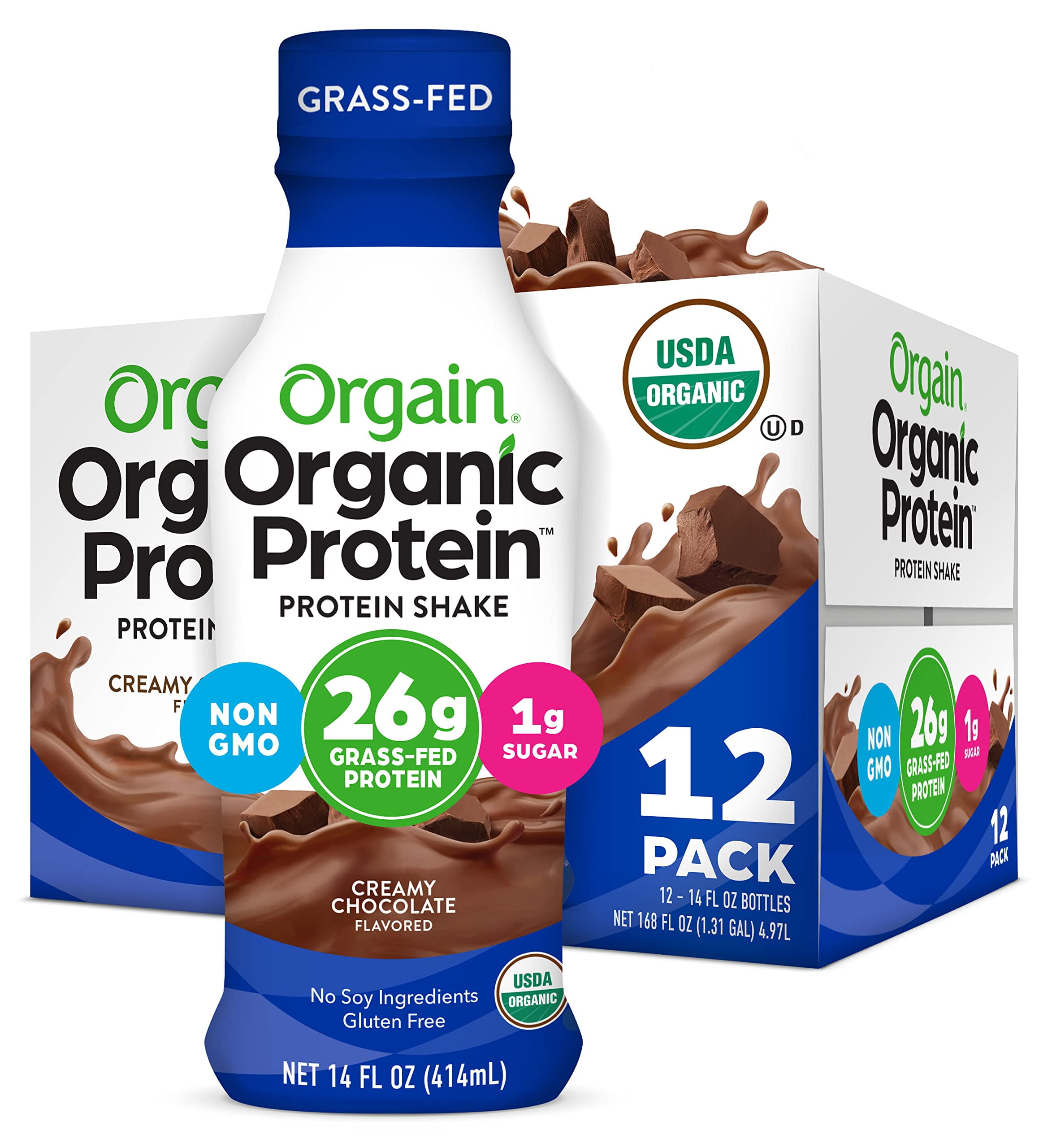 Orgain Organic Protein Shake, Grass Fed Dairy, Creamy Chocolate 26G Whey Protein, Meal