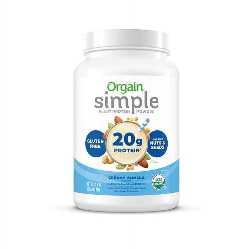 Orgain Organic Simple Plant Protein Powder, Creamy Vanilla, 32.6 Ounce