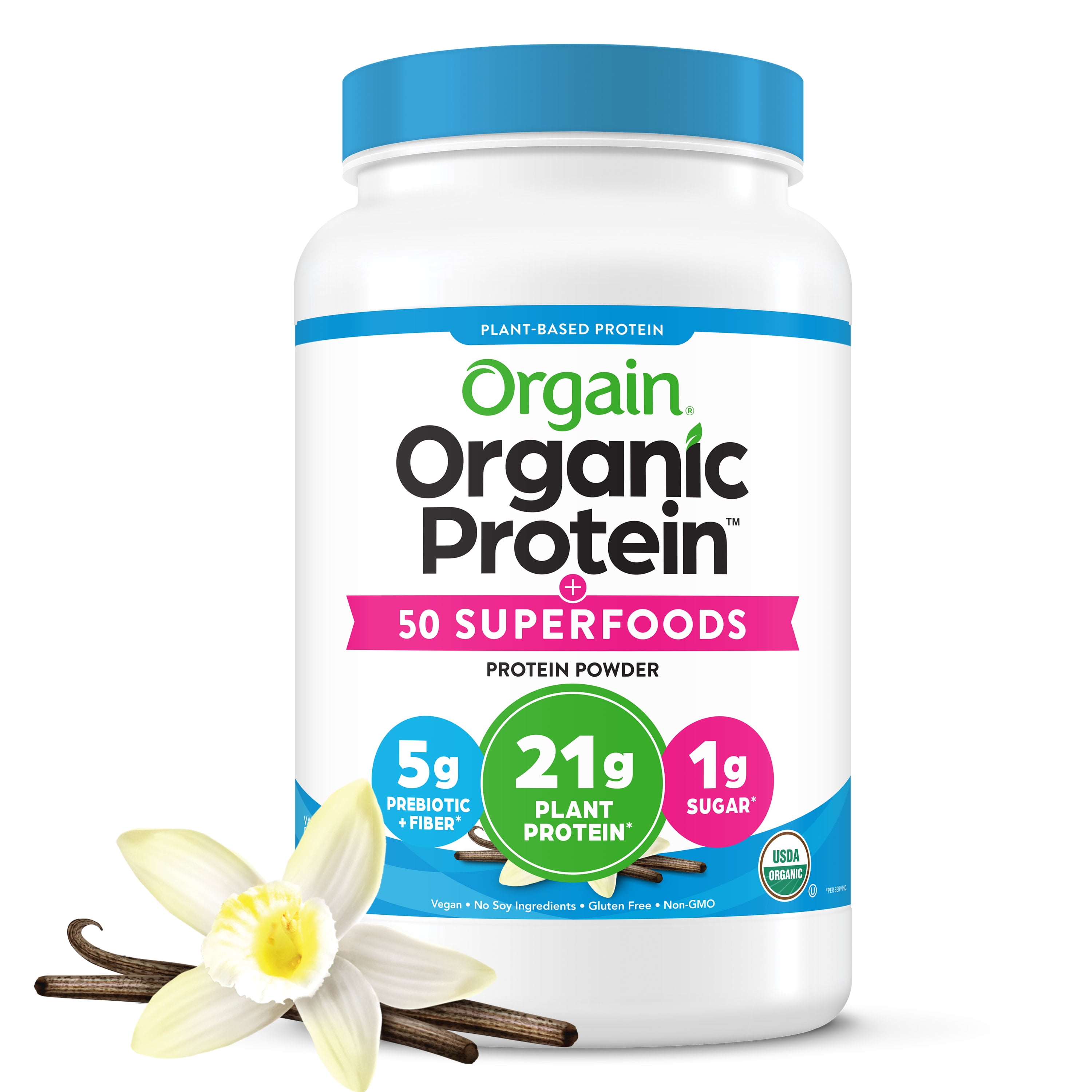 Orgain Organic Vegan 21g Protein Powder + 50 Superfoods, Plant Based