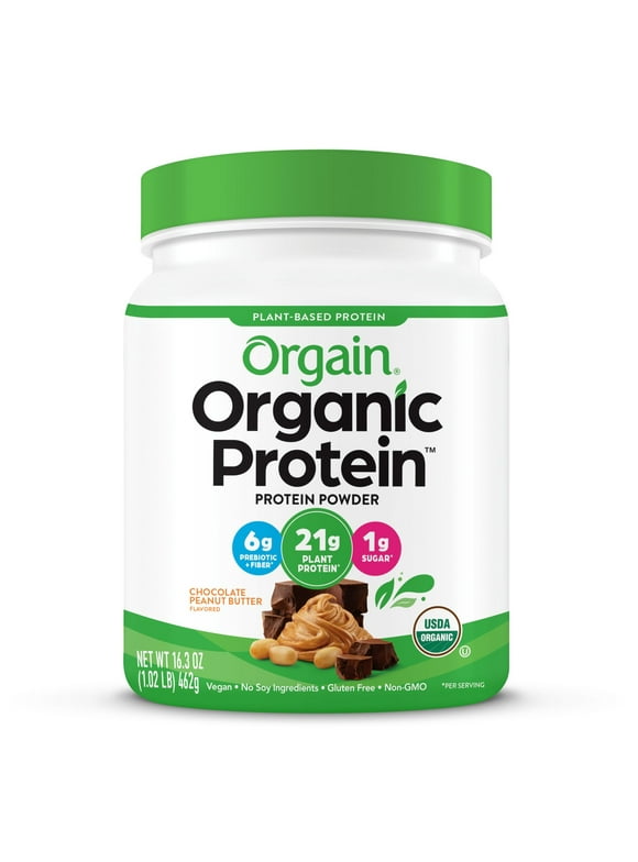 Orgain Organic Vegan 21g Protein Powder, Plant Based, Chocolate Peanut Butter 1.02lb