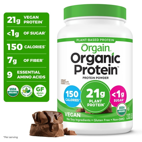 Orgain Organic Vegan 21g Protein Powder, Plant Based, Creamy Chocolate 2.03lb