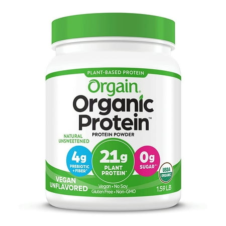 Orgain Organic Vegan 21g Protein Powder, Plant Based, Natural Unsweetened 1.59 lb