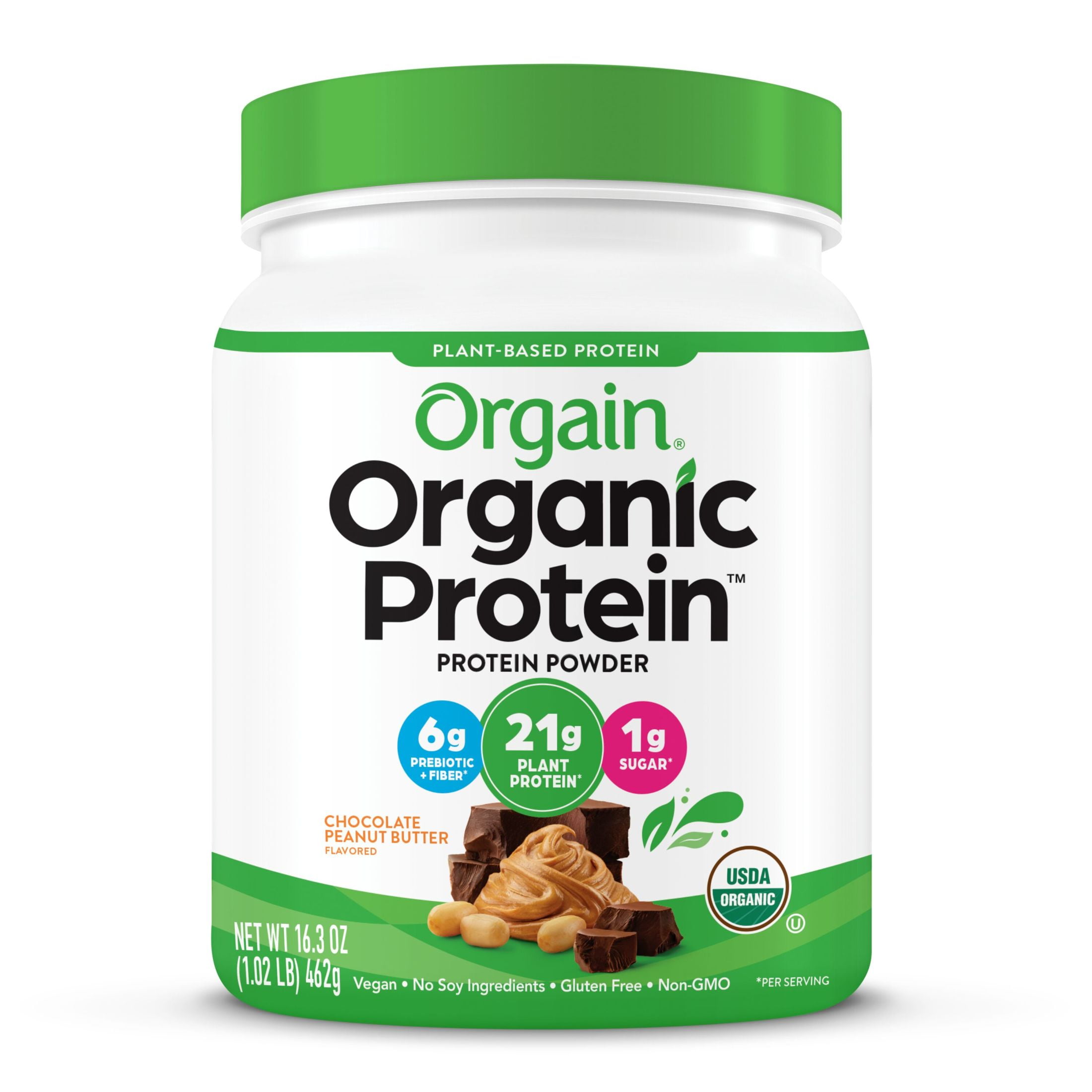 Orgain Organic Vegan 21g Protein Powder, Plant Based Shake Drink, Chocolate Peanut Butter 1.02lb