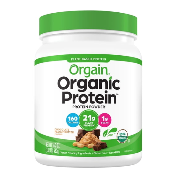 Orgain Organic Vegan 21g Protein Powder, Plant Based Shake Drink, Chocolate Peanut Butter 1.02lb