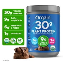 Orgain Organic Vegan 30g High Protein Powder, Plant Based Shake Drink, Prebiotic Fiber, Chocolate, 1.26lb