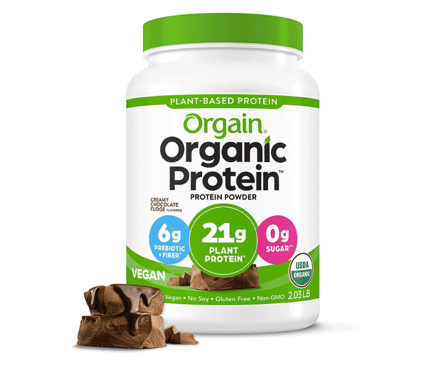 Orgain Organic Vegan Protein Powder, Creamy Chocolate Fudge 21g of