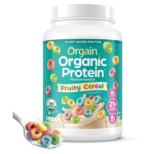 Orgain Organic Vegan Protein Powder, Fruity Cereal 21G Plant Based