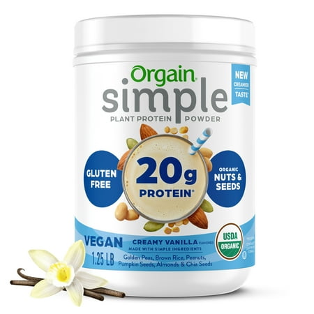 Orgain Simple Organic Vegan 20g Protein Powder- Plant Based, Non-GMO, Vanilla 1.25lb