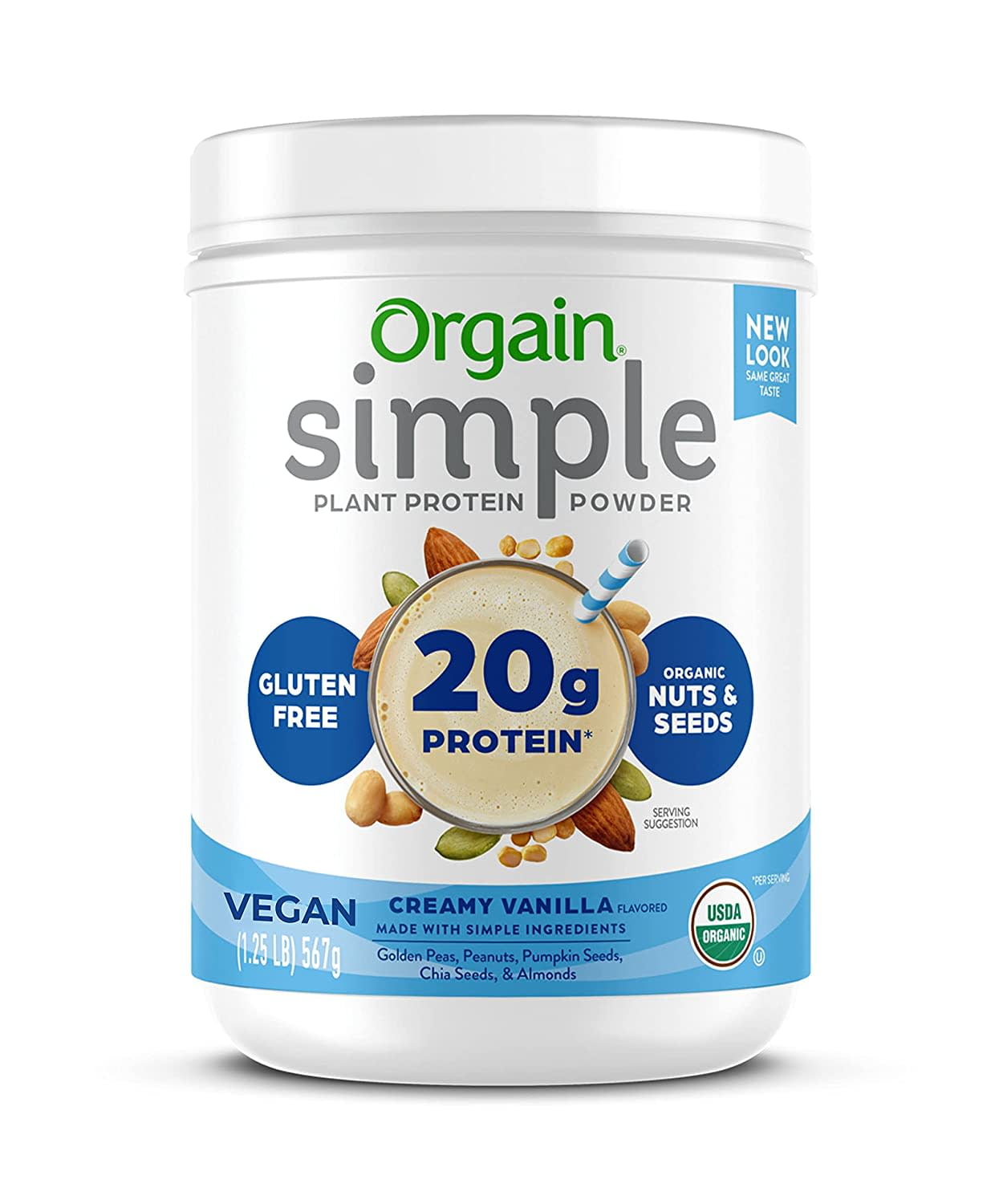Orgain Simple Organic Vegan Plant Based Protein Powder, Vanilla, 20g