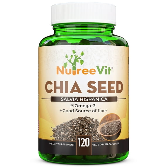 Orgainc Chia Seeds - 200 Vegetable Capsules - Omega-3 - Good Fiber Source