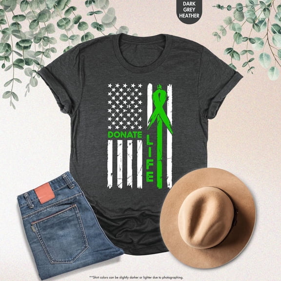 Organ Donor Shirt, Donate Life USA Flag, Organ Donation Shirt, Green Ribbon Shirt,Organ Transplant Awareness,Transplant Nurse Gift,Donor Tee All Size S-5Xl