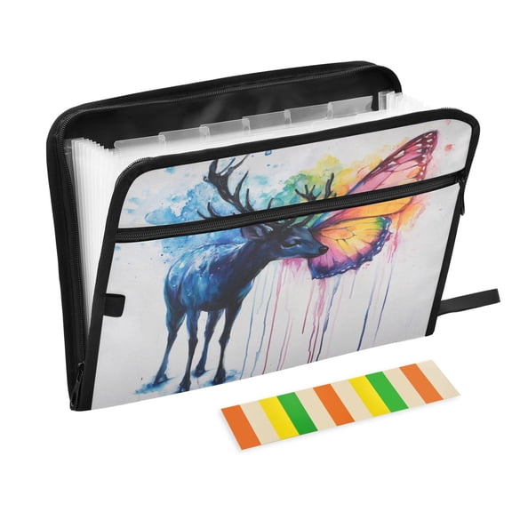 Organ Folder 14.2 x 0.8 x 10.6 Inches 13 Separate Pockets A4 Size Documents Folder A Sort Storage File Manager For The Home Office Color Deer Butterfly Picture
