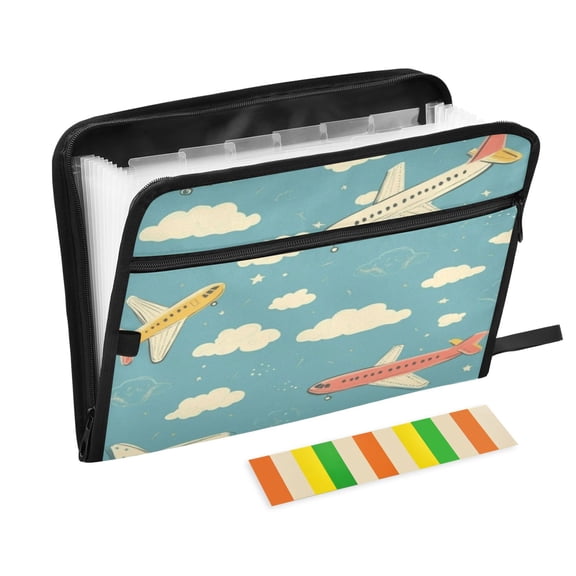 Organ Folder 14.2 x 0.8 x 10.6 Inches 13 Separate Pockets A4 Size Documents Folder A Sort Storage File Manager For The Home Office Cute Cartoon Little Plane