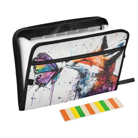 Organ Folder 14.2 x 0.8 x 10.6 Inches 13 Separate Pockets A4 Size Documents Folder A Sort Storage File Manager For The Home Office Fox Kiss Colorful Butterflies