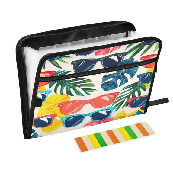 Organ Folder 14.2 x 0.8 x 10.6 Inches 13 Separate Pockets A4 Size Documents Folder A Sort Storage File Manager For The Home Office Hawaiian Sunglasses