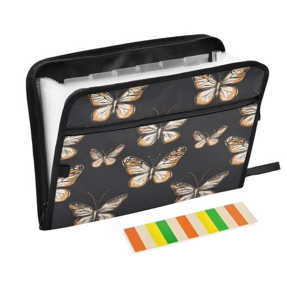 Organ Folder 14.2 x 0.8 x 10.6 Inches 13 Separate Pockets A4 Size Documents Folder A Sort Storage File Manager For The Home Office Yellow Butterfly Seamless