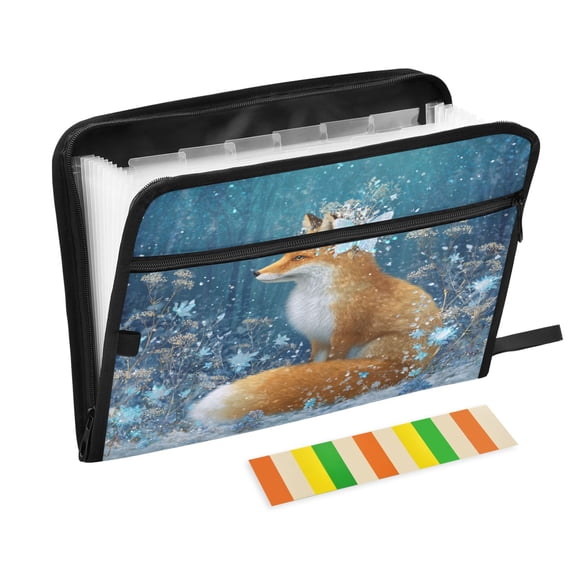 Organ Folder 14.2 x 0.8 x 10.6 Inches 13 Separate Pockets A4 Size Documents Folder A Sort Storage File Manager For The Home Office A Beautiful Fox