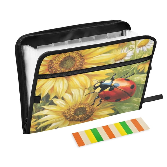 Organ Folder 14.2 x 0.8 x 10.6 Inches 13 Separate Pockets A4 Size Documents Folder A Sort Storage File Manager For The Home Office Big Red Ladybug