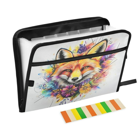 Organ Folder 14.2 x 0.8 x 10.6 Inches 13 Separate Pockets A4 Size Documents Folder A Sort Storage File Manager For The Home Office Cartoon Color Fox