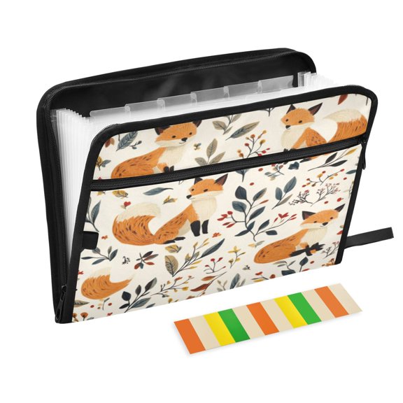 Organ Folder 14.2 x 0.8 x 10.6 Inches 13 Separate Pockets A4 Size Documents Folder A Sort Storage File Manager For The Home Office Cartoon Fox