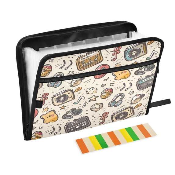 Organ Folder 14.2 x 0.8 x 10.6 Inches 13 Separate Pockets A4 Size Documents Folder A Sort Storage File Manager For The Home Office Cartoon Speaker