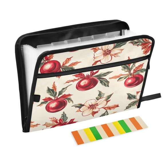 Organ Folder 14.2 x 0.8 x 10.6 Inches 13 Separate Pockets A4 Size Documents Folder A Sort Storage File Manager For The Home Office Christmas Red Ball